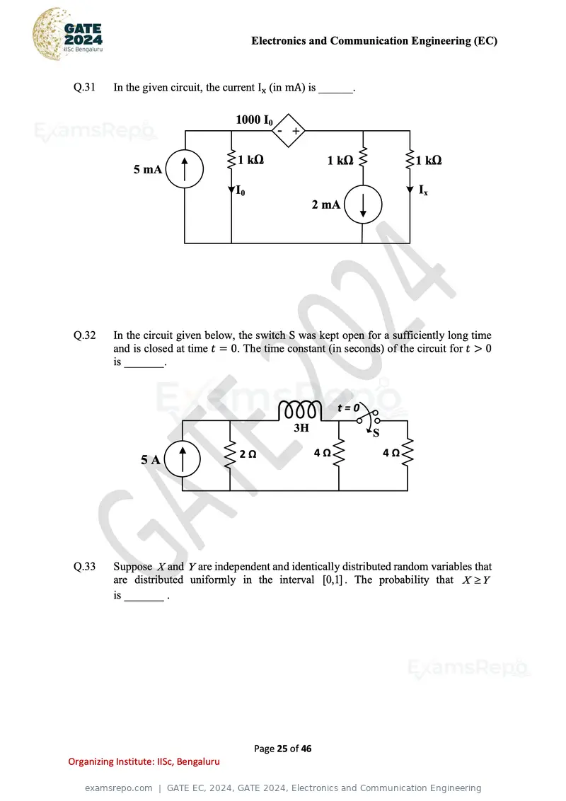 GATE EC 2024 question paper, GATE 2024, Electronics and Communication Engineering, page 25 of 46