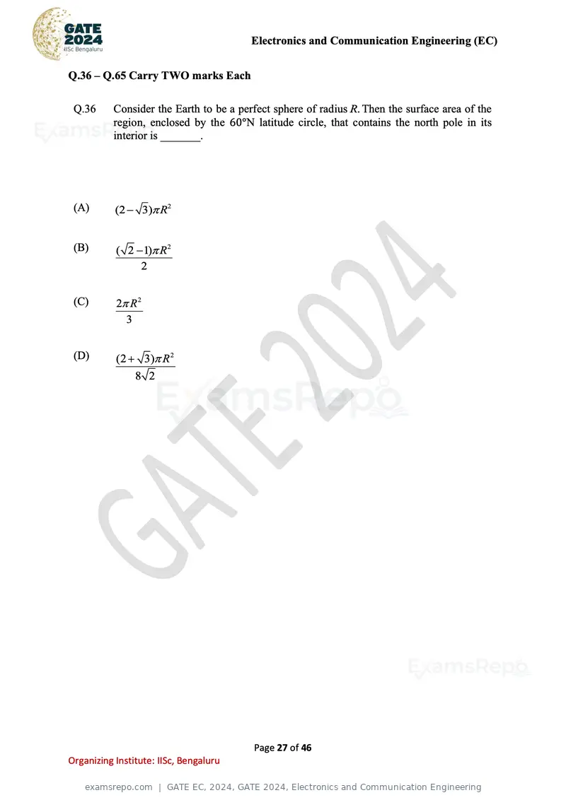 GATE EC 2024 question paper, GATE 2024, Electronics and Communication Engineering, page 27 of 46
