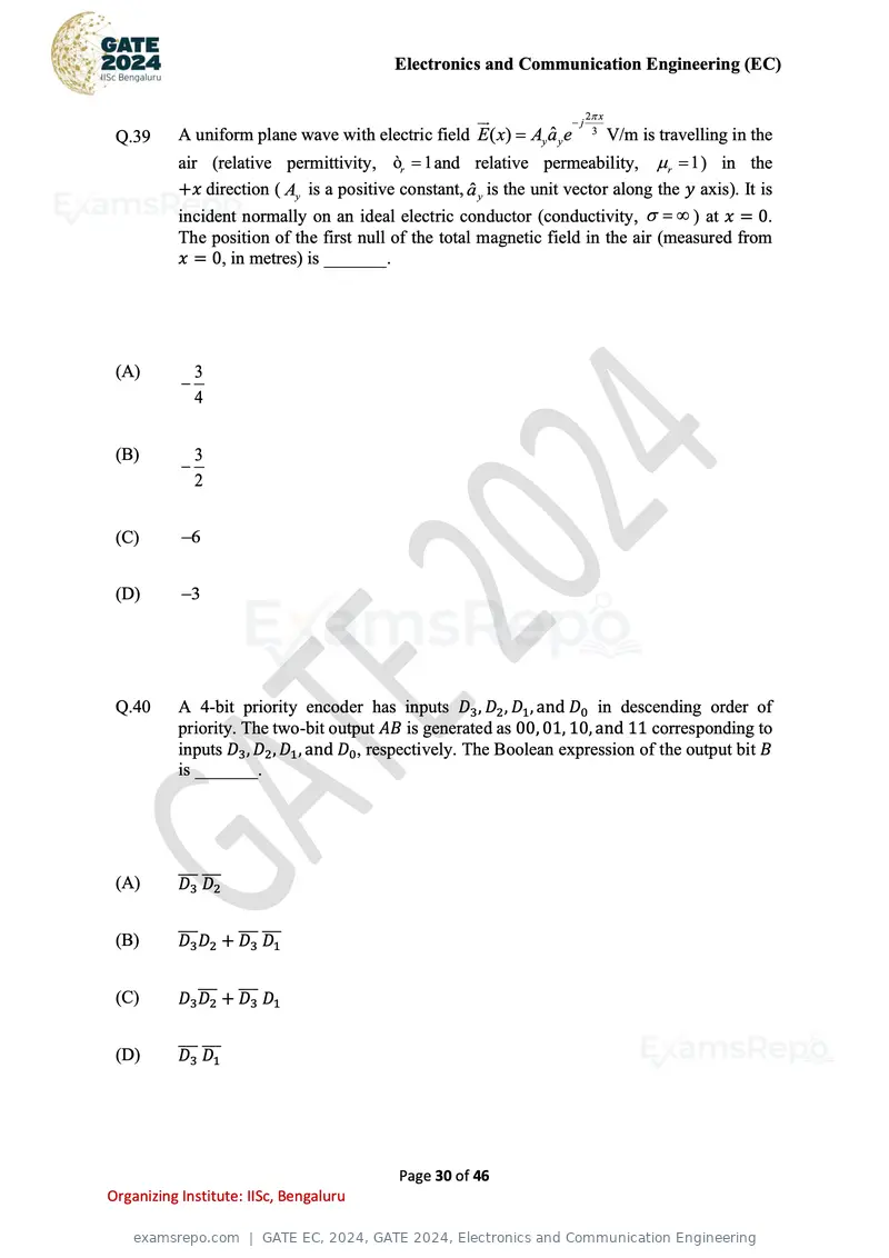 GATE EC 2024 question paper, GATE 2024, Electronics and Communication Engineering, page 30 of 46