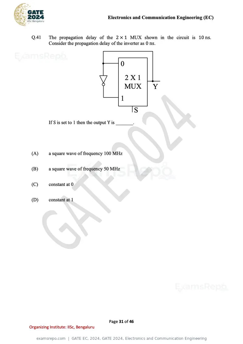 GATE EC 2024 question paper, GATE 2024, Electronics and Communication Engineering, page 31 of 46