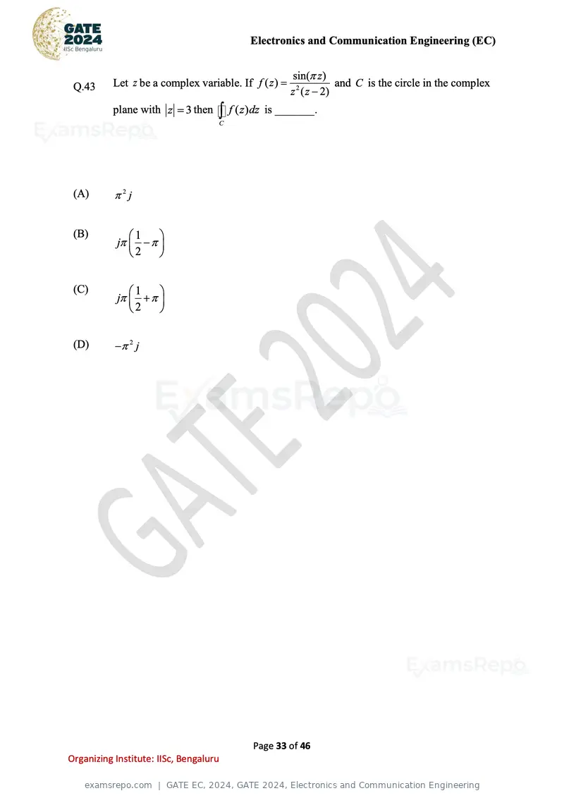 GATE EC 2024 question paper, GATE 2024, Electronics and Communication Engineering, page 33 of 46