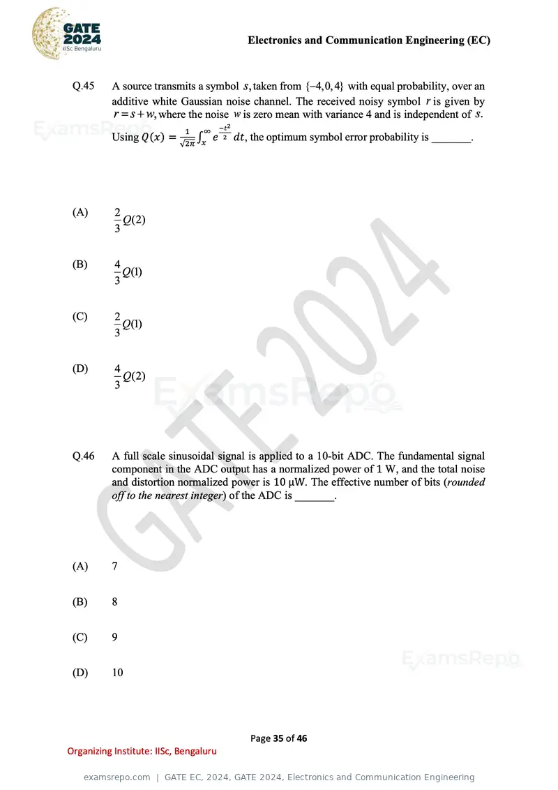 GATE EC 2024 question paper, GATE 2024, Electronics and Communication Engineering, page 35 of 46