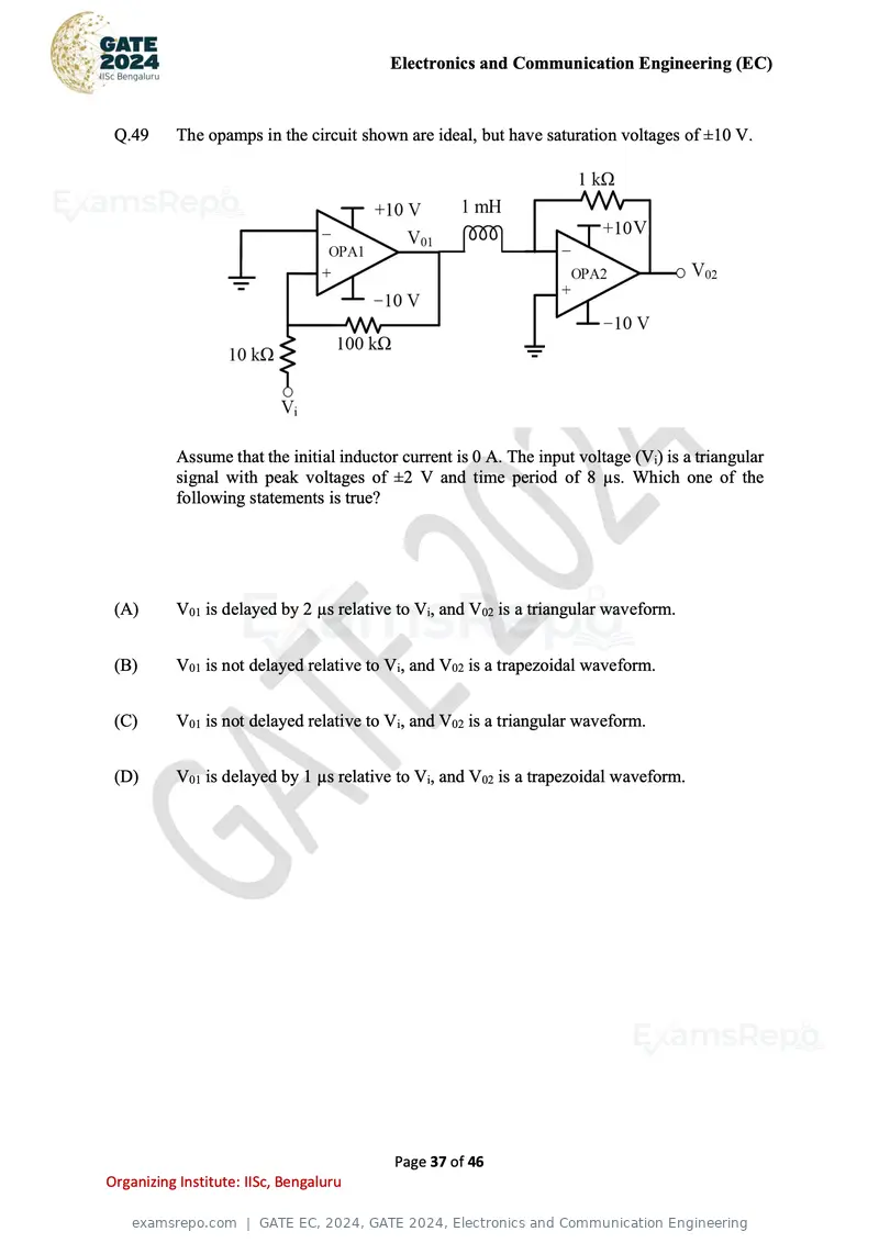 GATE EC 2024 question paper, GATE 2024, Electronics and Communication Engineering, page 37 of 46
