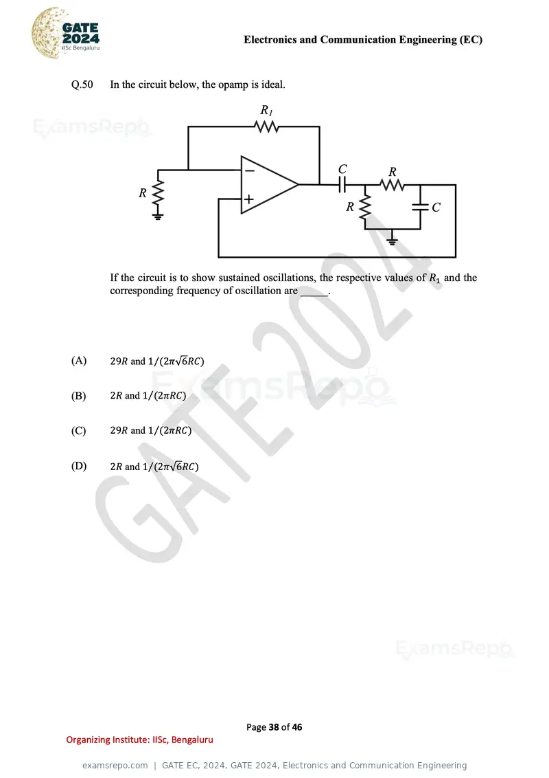 GATE EC 2024 question paper, GATE 2024, Electronics and Communication Engineering, page 38 of 46