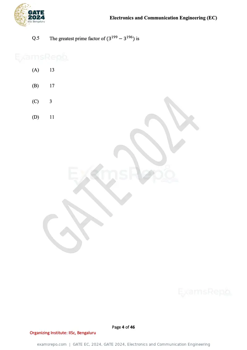 GATE EC 2024 question paper, GATE 2024, Electronics and Communication Engineering, page 4 of 46