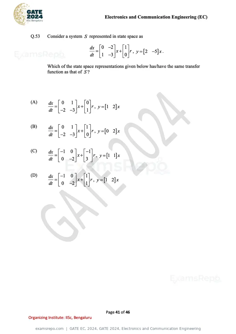 GATE EC 2024 question paper, GATE 2024, Electronics and Communication Engineering, page 41 of 46