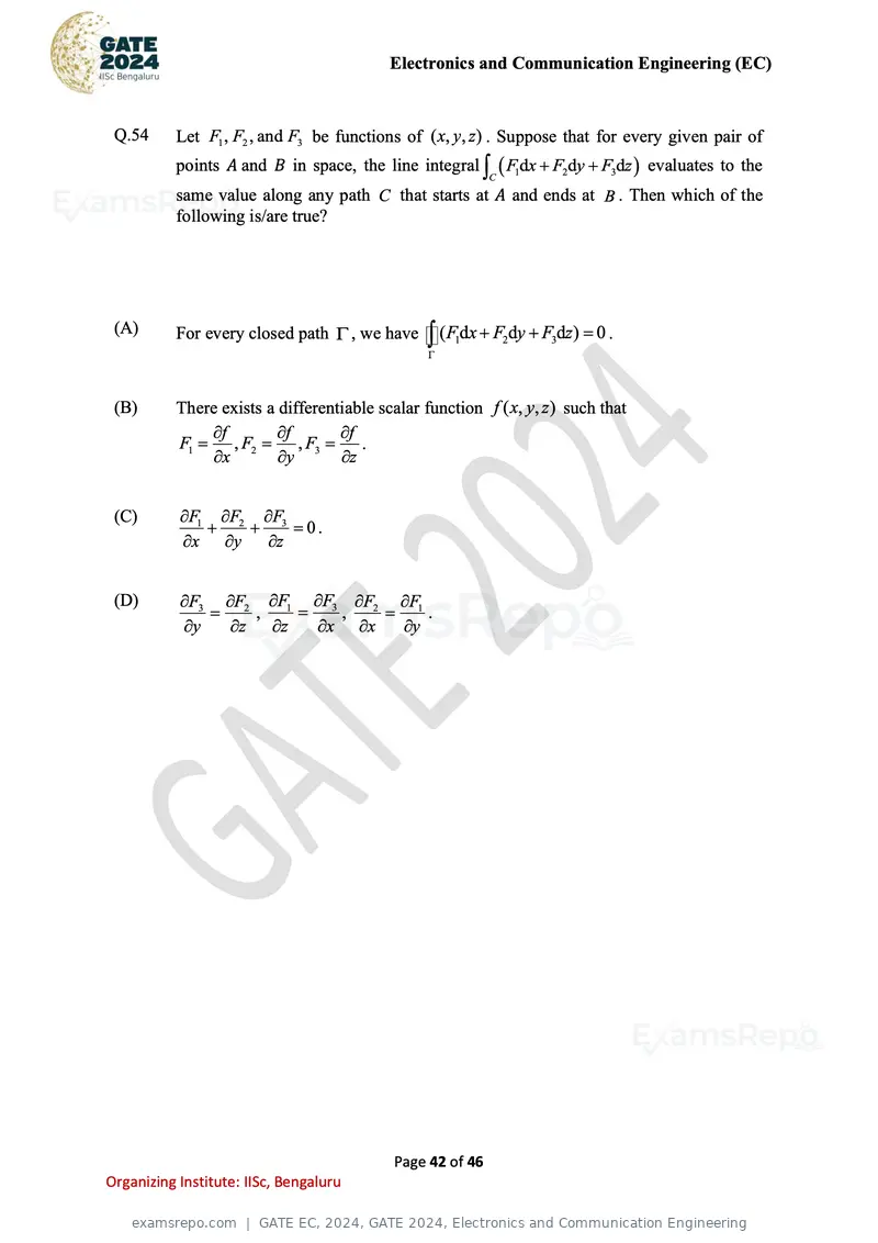 GATE EC 2024 question paper, GATE 2024, Electronics and Communication Engineering, page 42 of 46