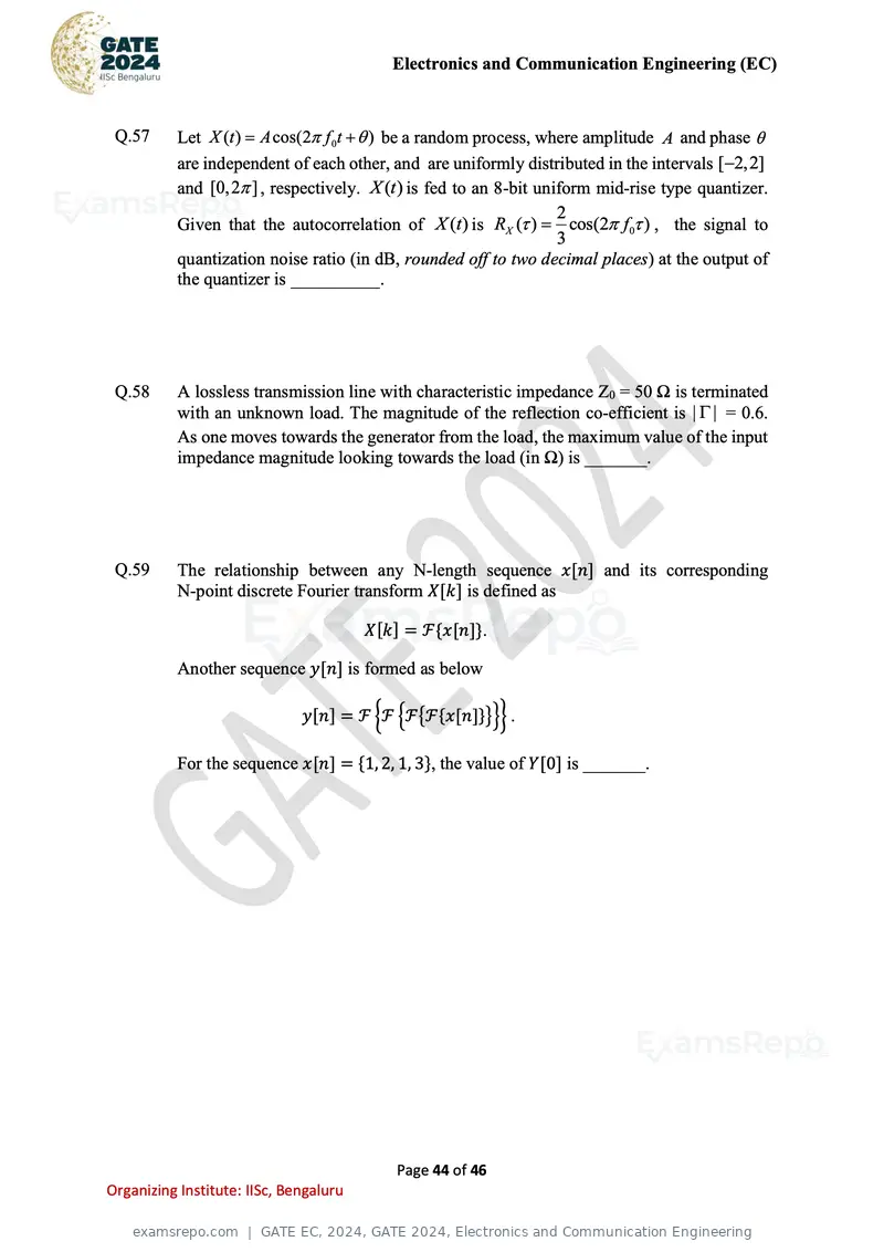 GATE EC 2024 question paper, GATE 2024, Electronics and Communication Engineering, page 44 of 46