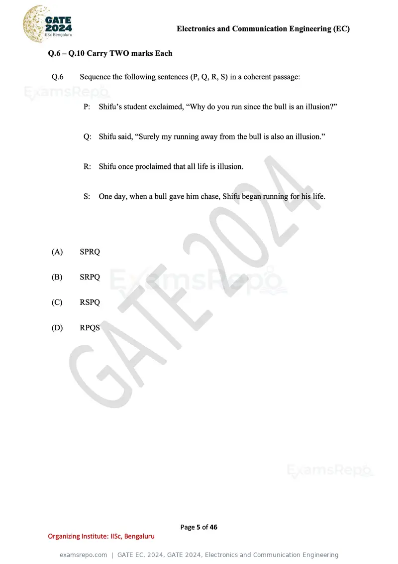 GATE EC 2024 question paper, GATE 2024, Electronics and Communication Engineering, page 5 of 46