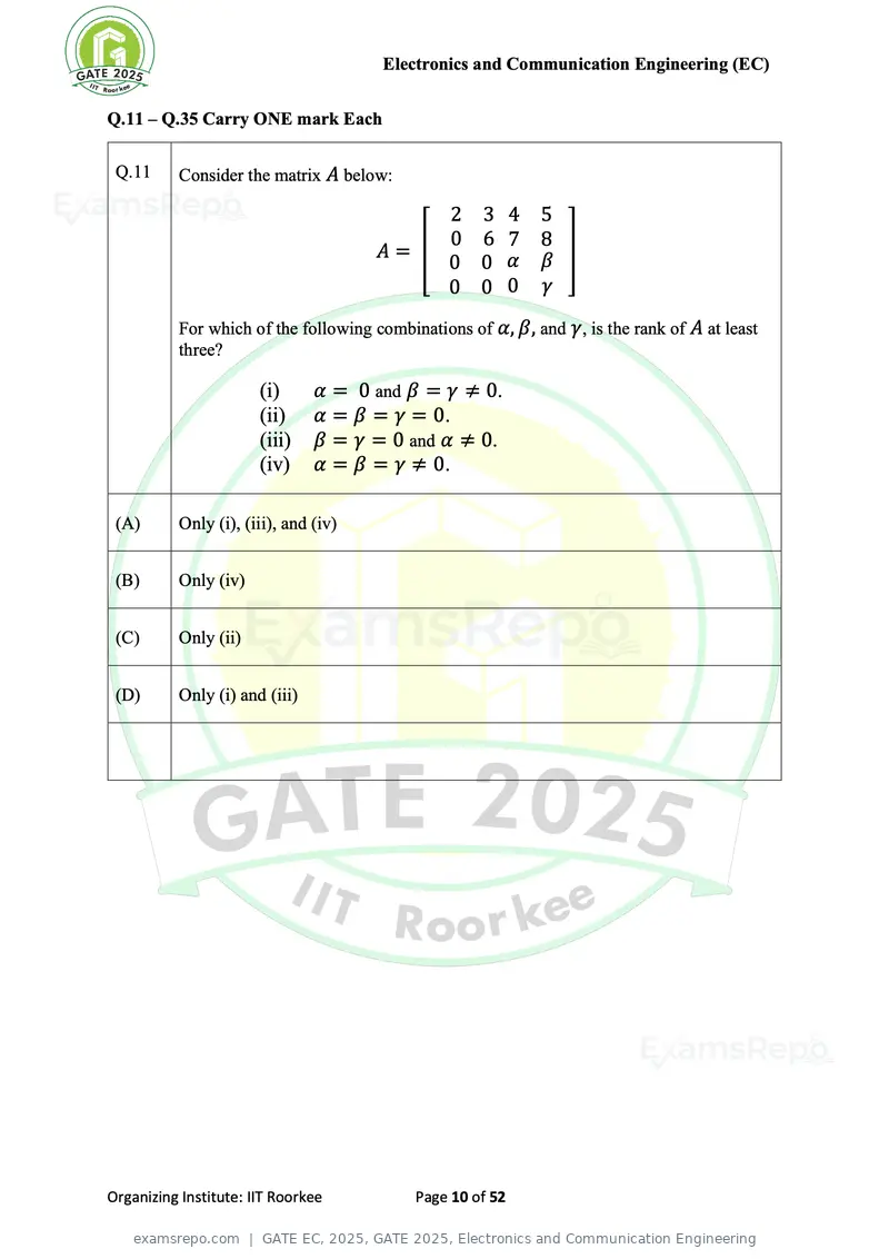 GATE EC 2025 question paper, GATE 2025, Electronics and Communication Engineering, page 10 of 52