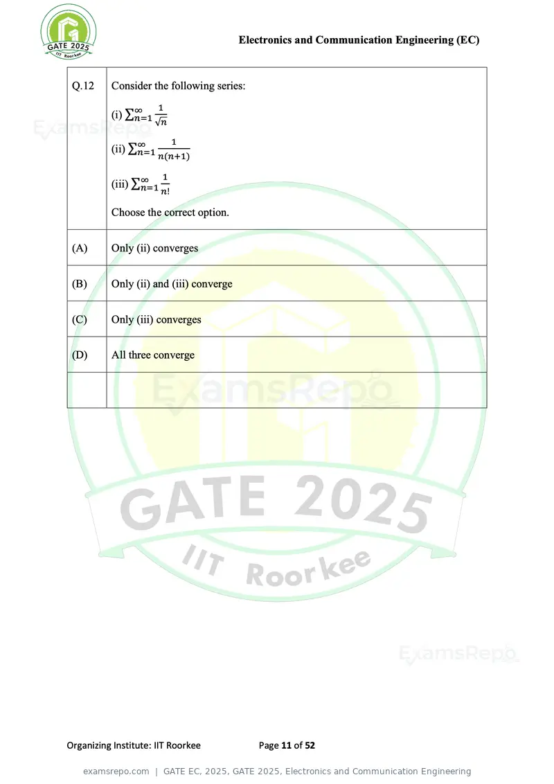 GATE EC 2025 question paper, GATE 2025, Electronics and Communication Engineering, page 11 of 52