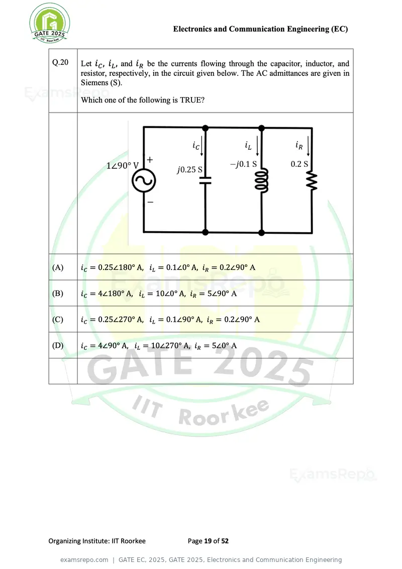 GATE EC 2025 question paper, GATE 2025, Electronics and Communication Engineering, page 19 of 52