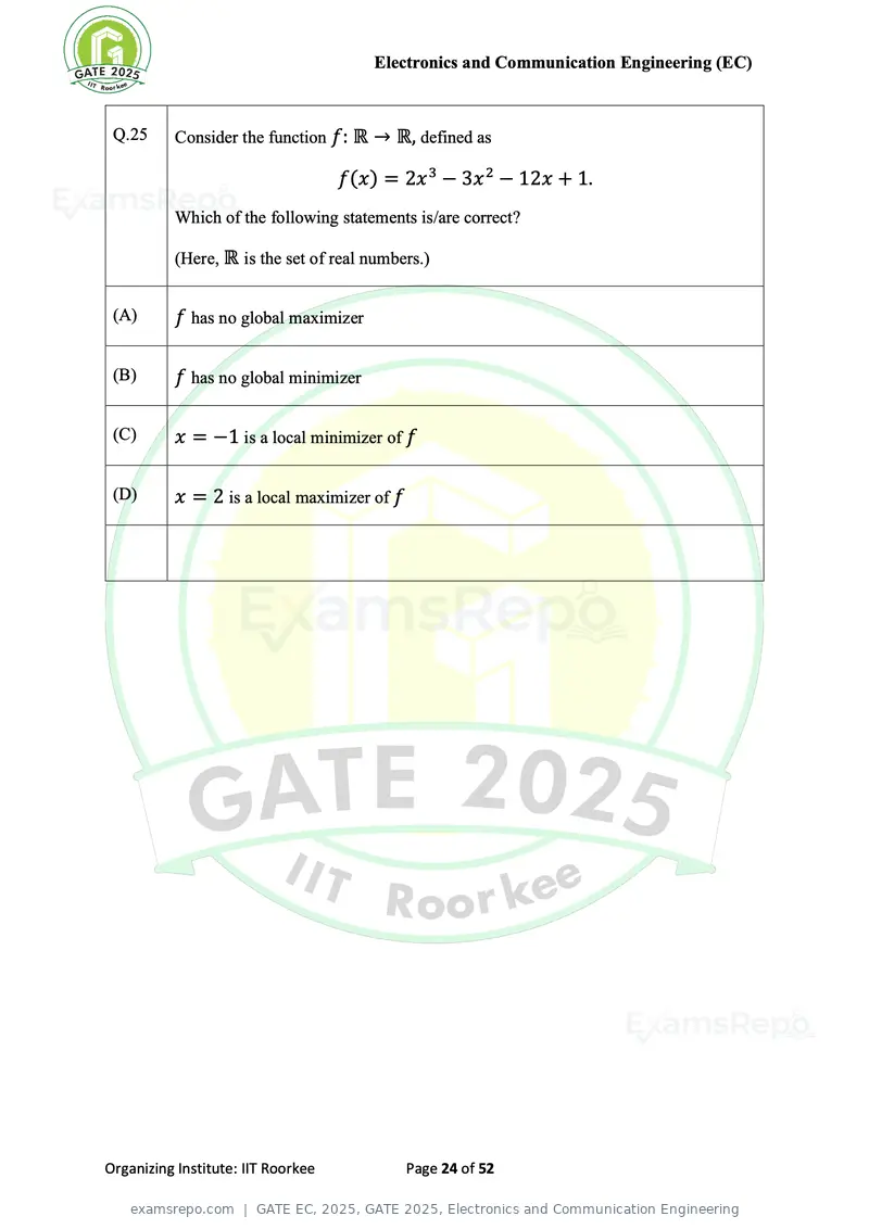 GATE EC 2025 question paper, GATE 2025, Electronics and Communication Engineering, page 24 of 52