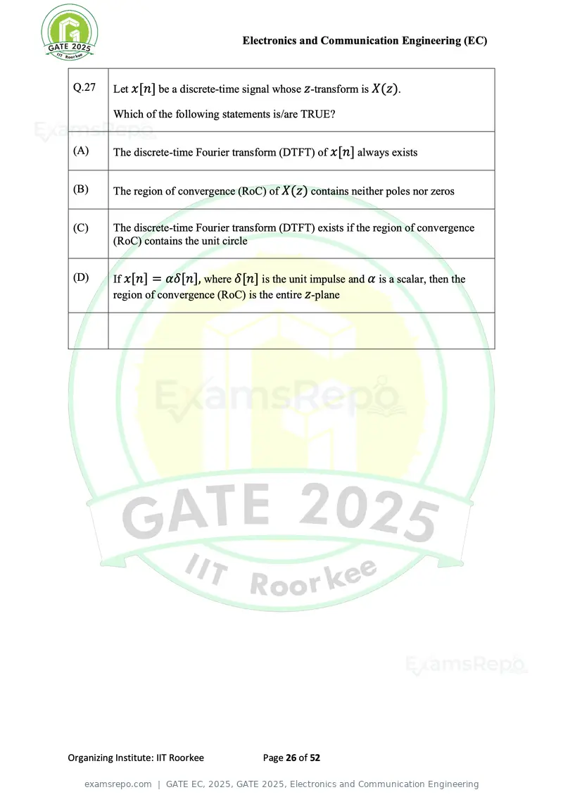 GATE EC 2025 question paper, GATE 2025, Electronics and Communication Engineering, page 26 of 52