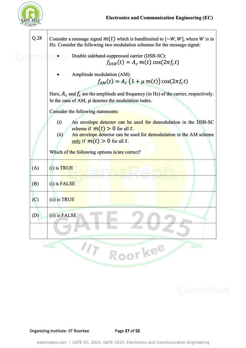 GATE EC 2025 question paper, GATE 2025, Electronics and Communication Engineering, page 27 of 52