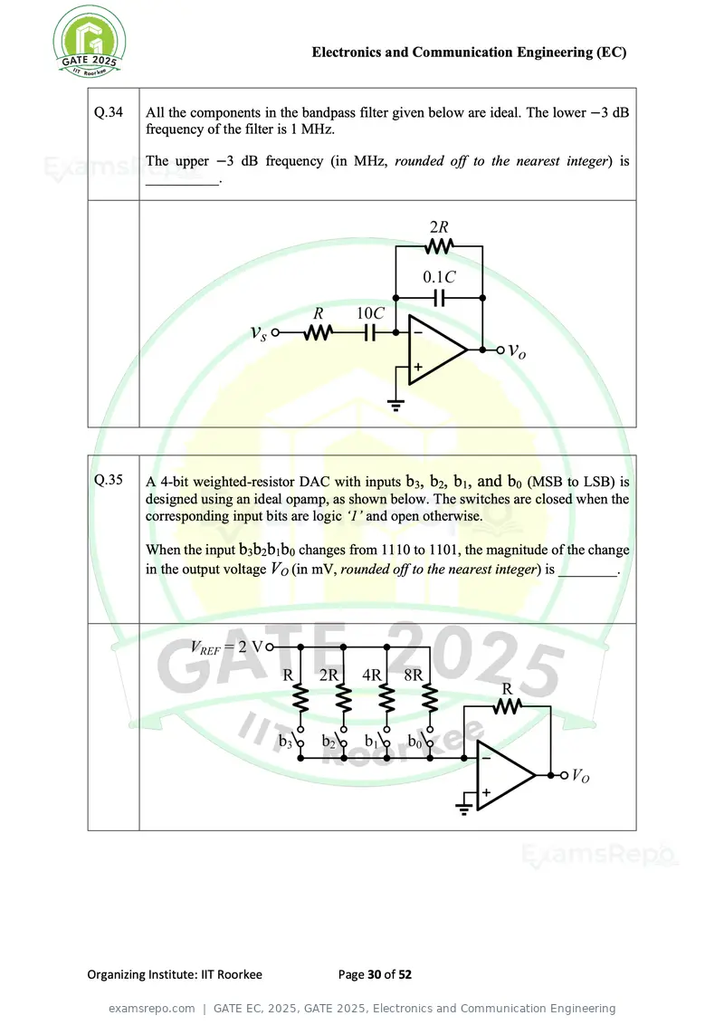 GATE EC 2025 question paper, GATE 2025, Electronics and Communication Engineering, page 30 of 52