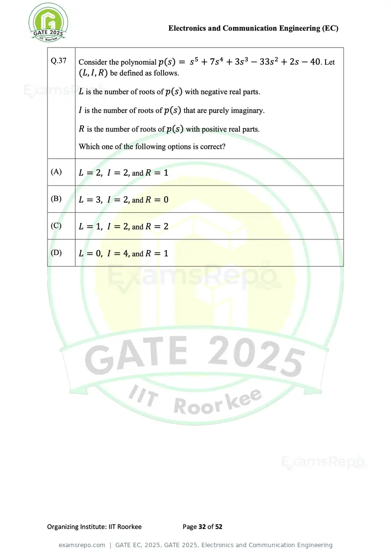 GATE EC 2025 question paper, GATE 2025, Electronics and Communication Engineering, page 32 of 52