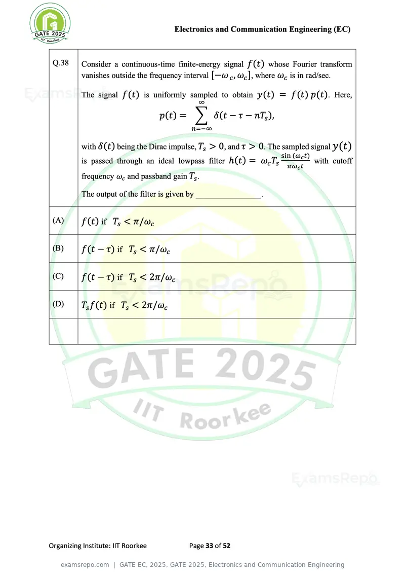 GATE EC 2025 question paper, GATE 2025, Electronics and Communication Engineering, page 33 of 52