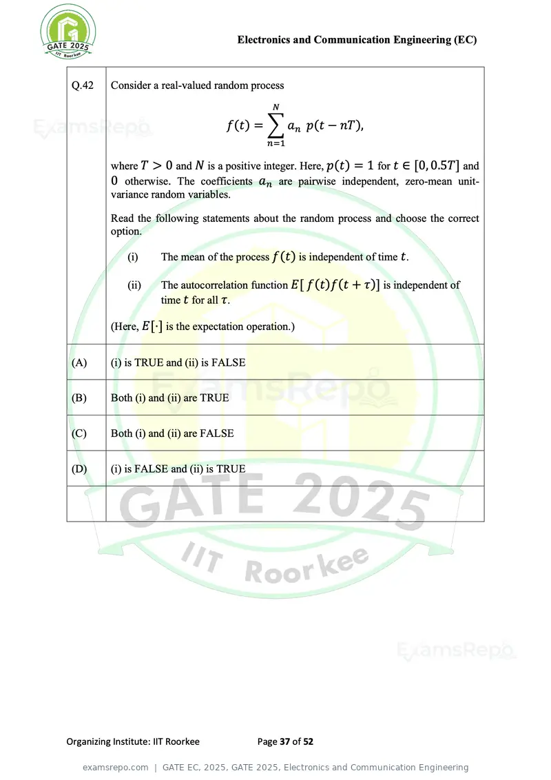 GATE EC 2025 question paper, GATE 2025, Electronics and Communication Engineering, page 37 of 52