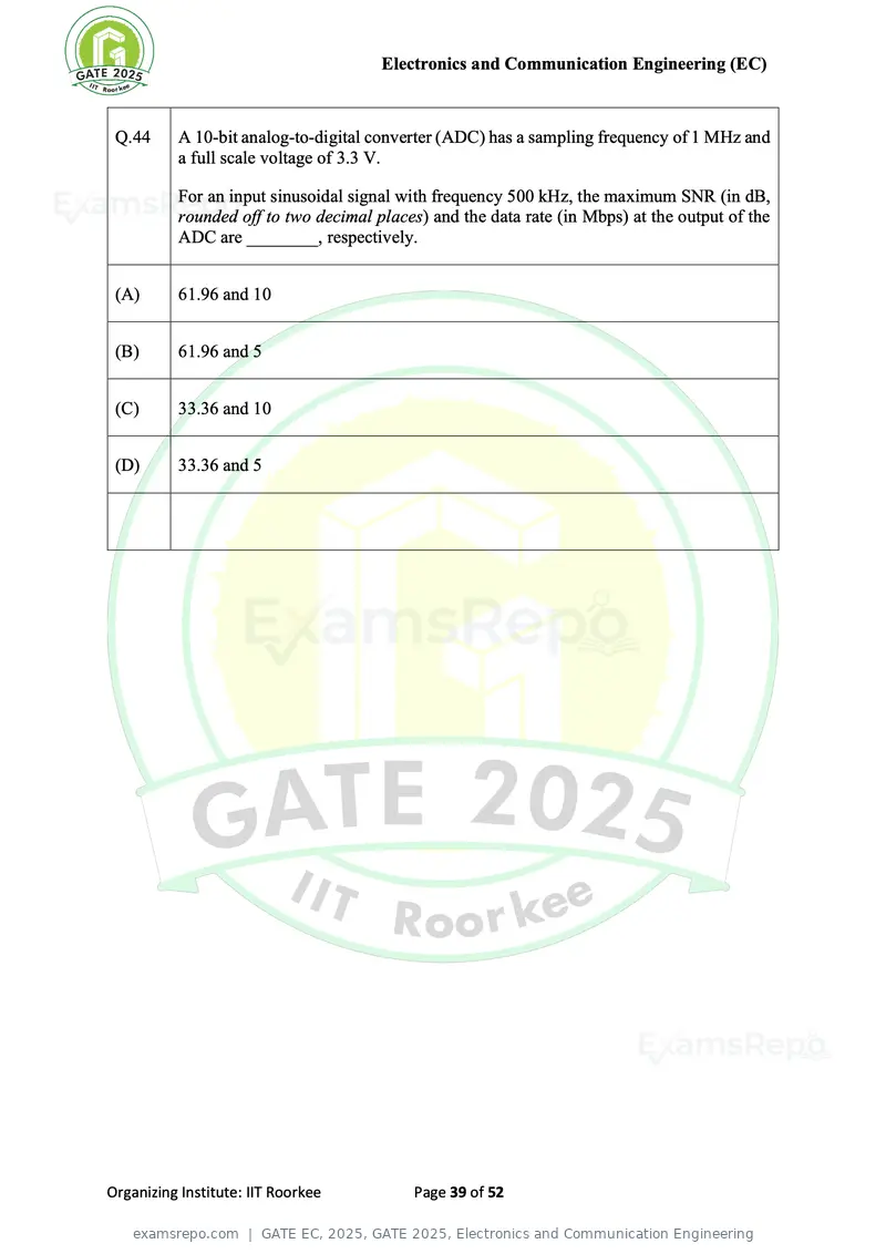 GATE EC 2025 question paper, GATE 2025, Electronics and Communication Engineering, page 39 of 52