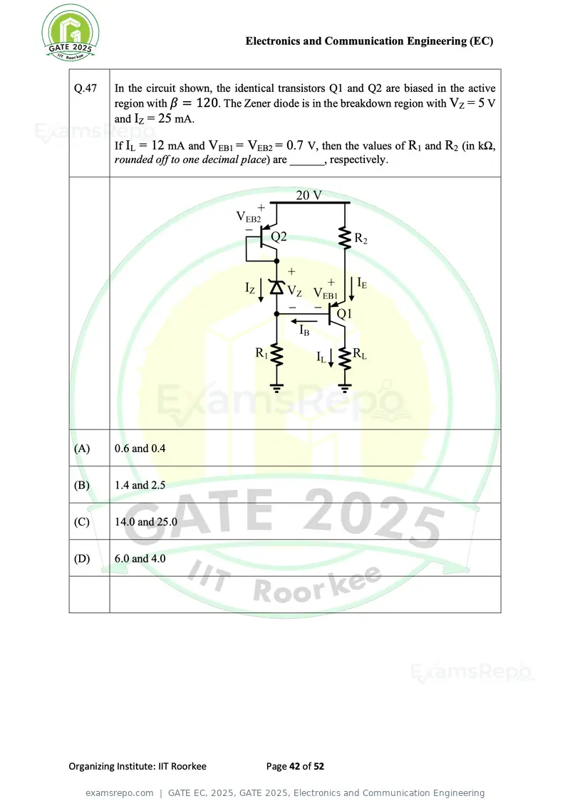GATE EC 2025 question paper, GATE 2025, Electronics and Communication Engineering, page 42 of 52
