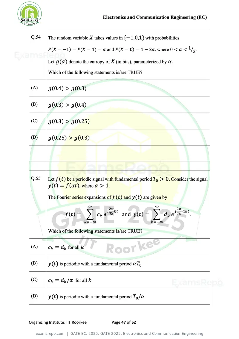 GATE EC 2025 question paper, GATE 2025, Electronics and Communication Engineering, page 47 of 52