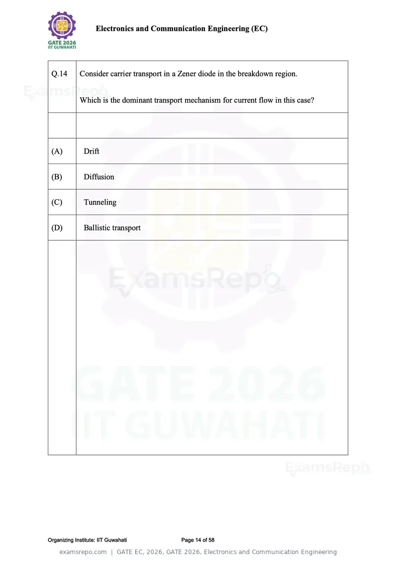 GATE EC 2026 question paper, GATE 2026, Electronics and Communication Engineering, page 14 of 58