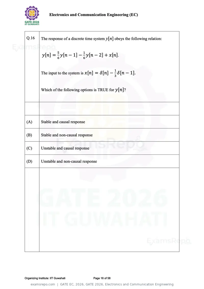 GATE EC 2026 question paper, GATE 2026, Electronics and Communication Engineering, page 16 of 58