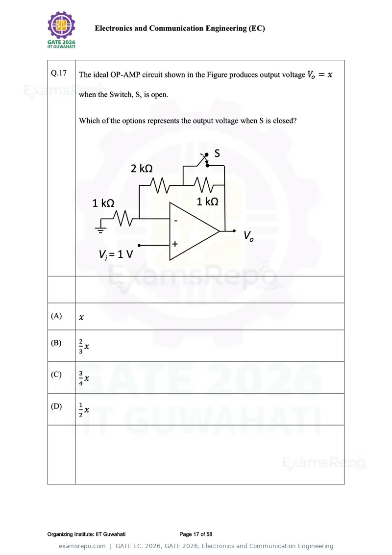 GATE EC 2026 question paper, GATE 2026, Electronics and Communication Engineering, page 17 of 58