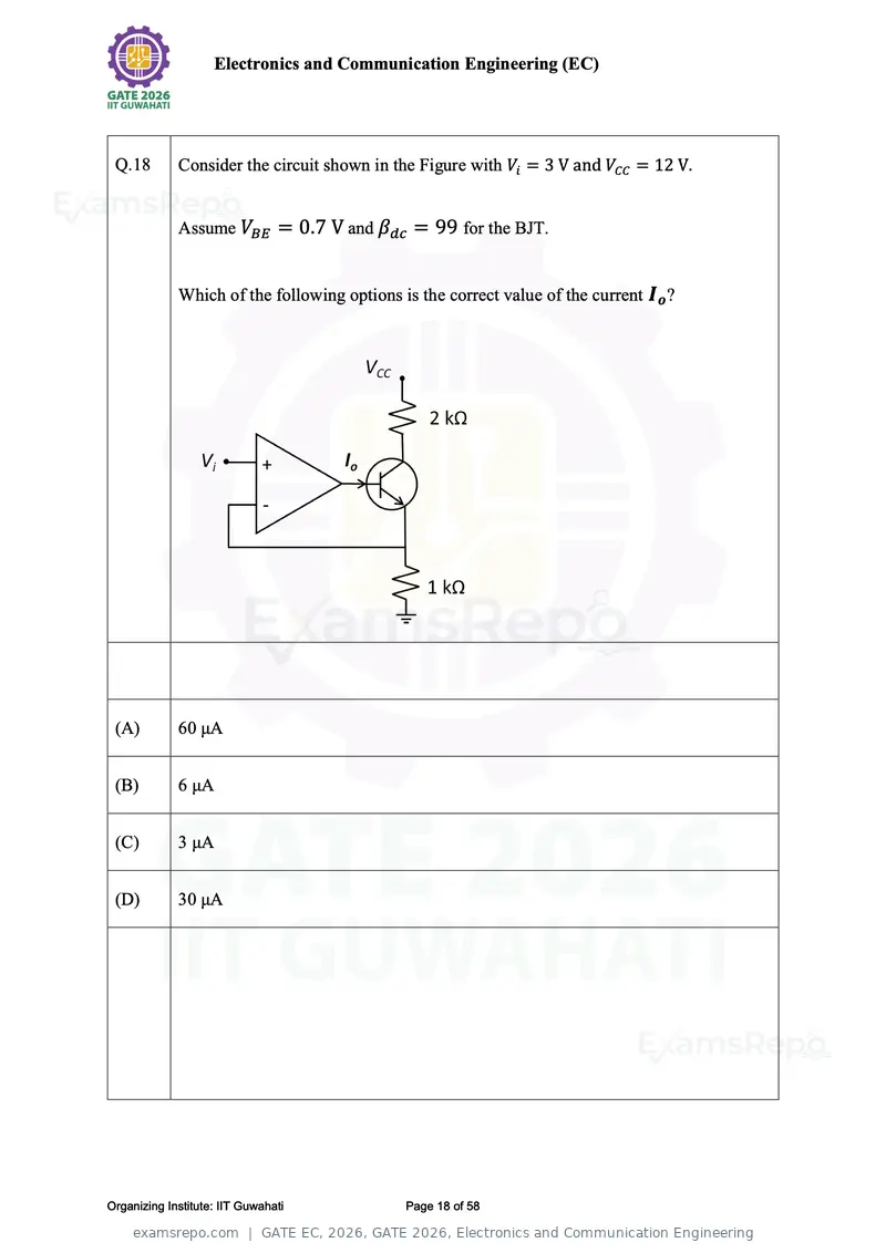 GATE EC 2026 question paper, GATE 2026, Electronics and Communication Engineering, page 18 of 58