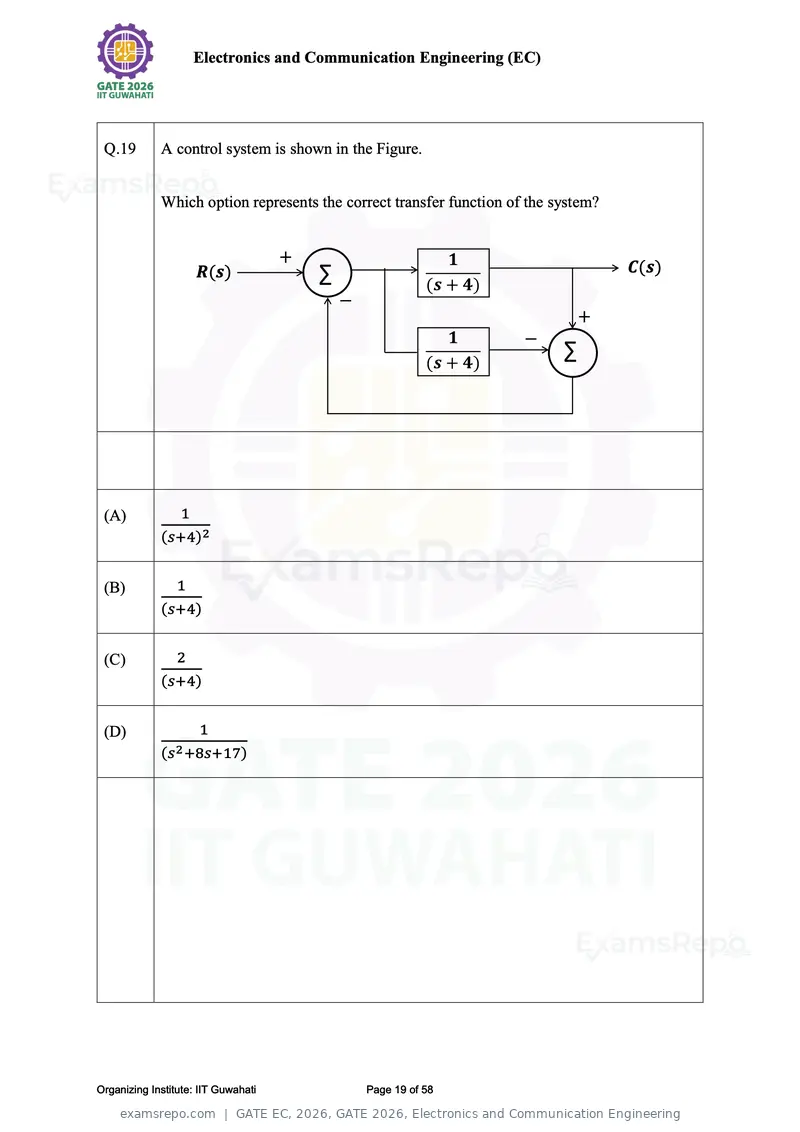 GATE EC 2026 question paper, GATE 2026, Electronics and Communication Engineering, page 19 of 58