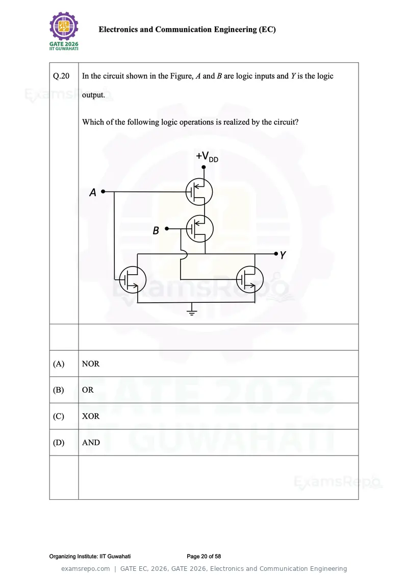 GATE EC 2026 question paper, GATE 2026, Electronics and Communication Engineering, page 20 of 58