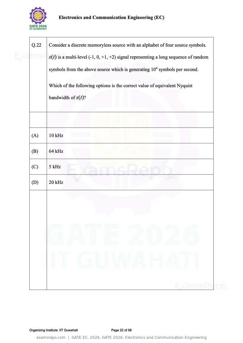 GATE EC 2026 question paper, GATE 2026, Electronics and Communication Engineering, page 22 of 58