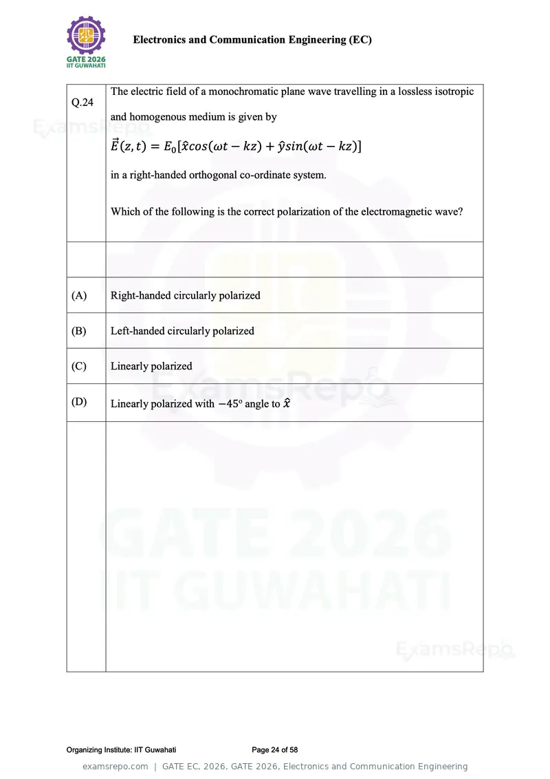 GATE EC 2026 question paper, GATE 2026, Electronics and Communication Engineering, page 24 of 58