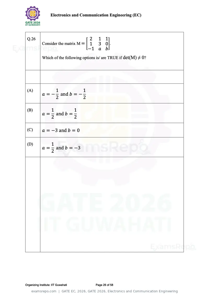 GATE EC 2026 question paper, GATE 2026, Electronics and Communication Engineering, page 26 of 58