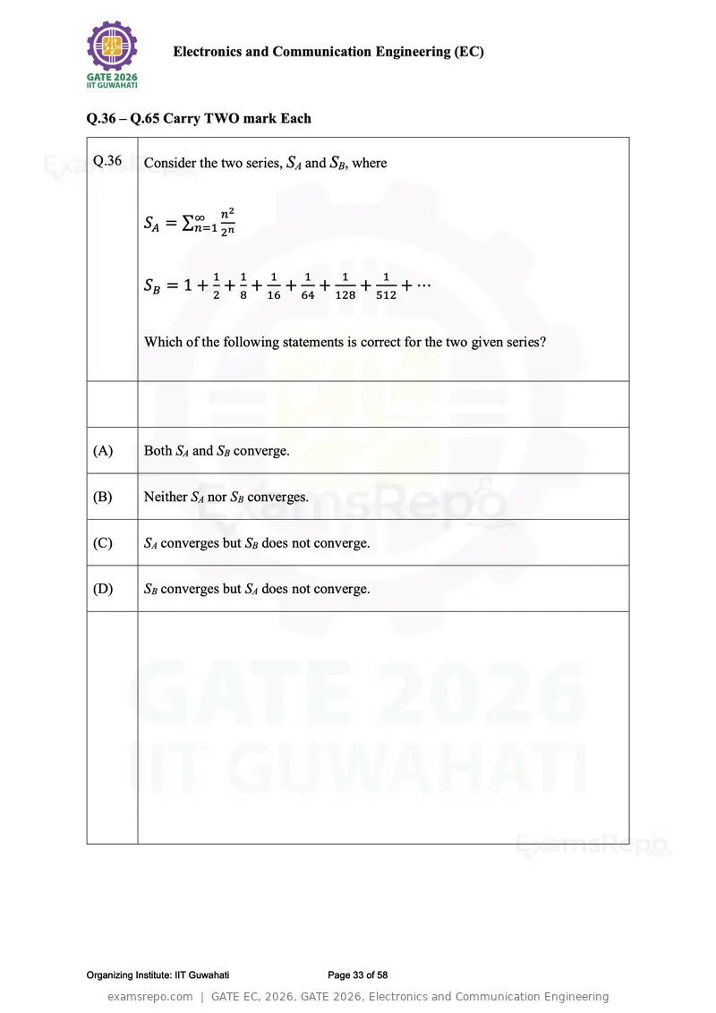 GATE EC 2026 question paper, GATE 2026, Electronics and Communication Engineering, page 33 of 58