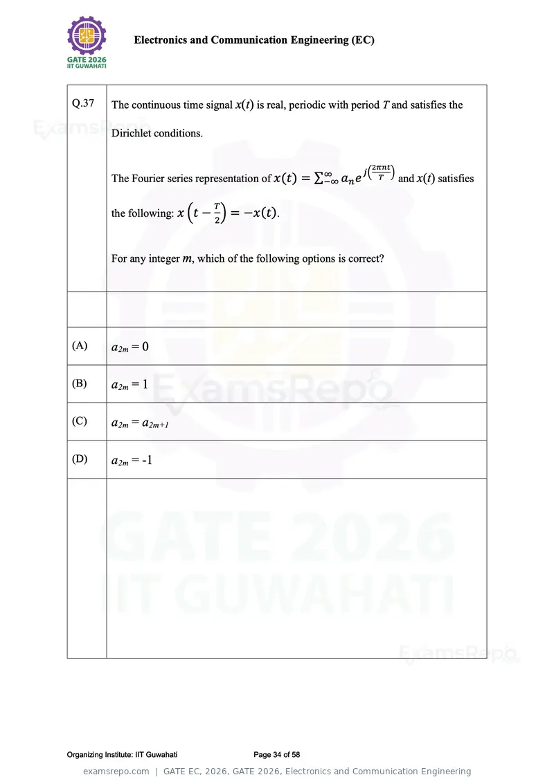GATE EC 2026 question paper, GATE 2026, Electronics and Communication Engineering, page 34 of 58