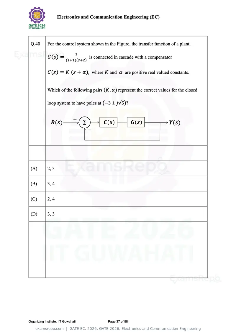 GATE EC 2026 question paper, GATE 2026, Electronics and Communication Engineering, page 37 of 58