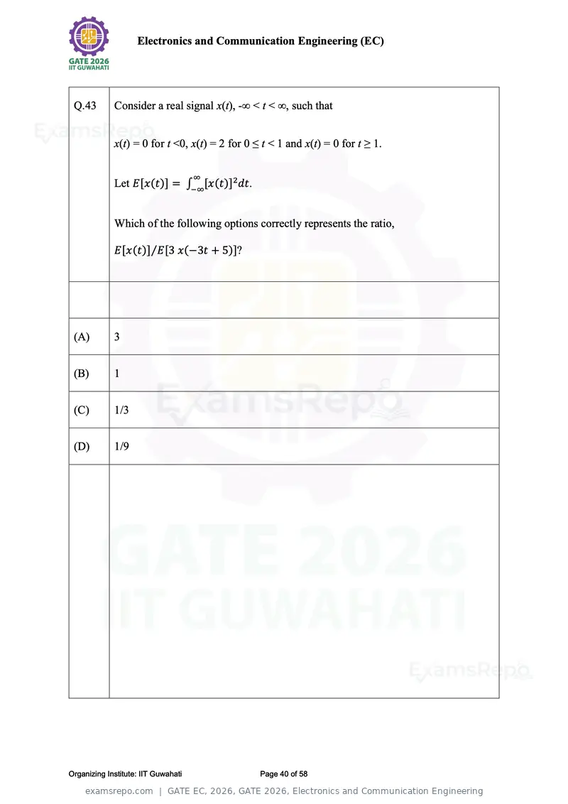 GATE EC 2026 question paper, GATE 2026, Electronics and Communication Engineering, page 40 of 58