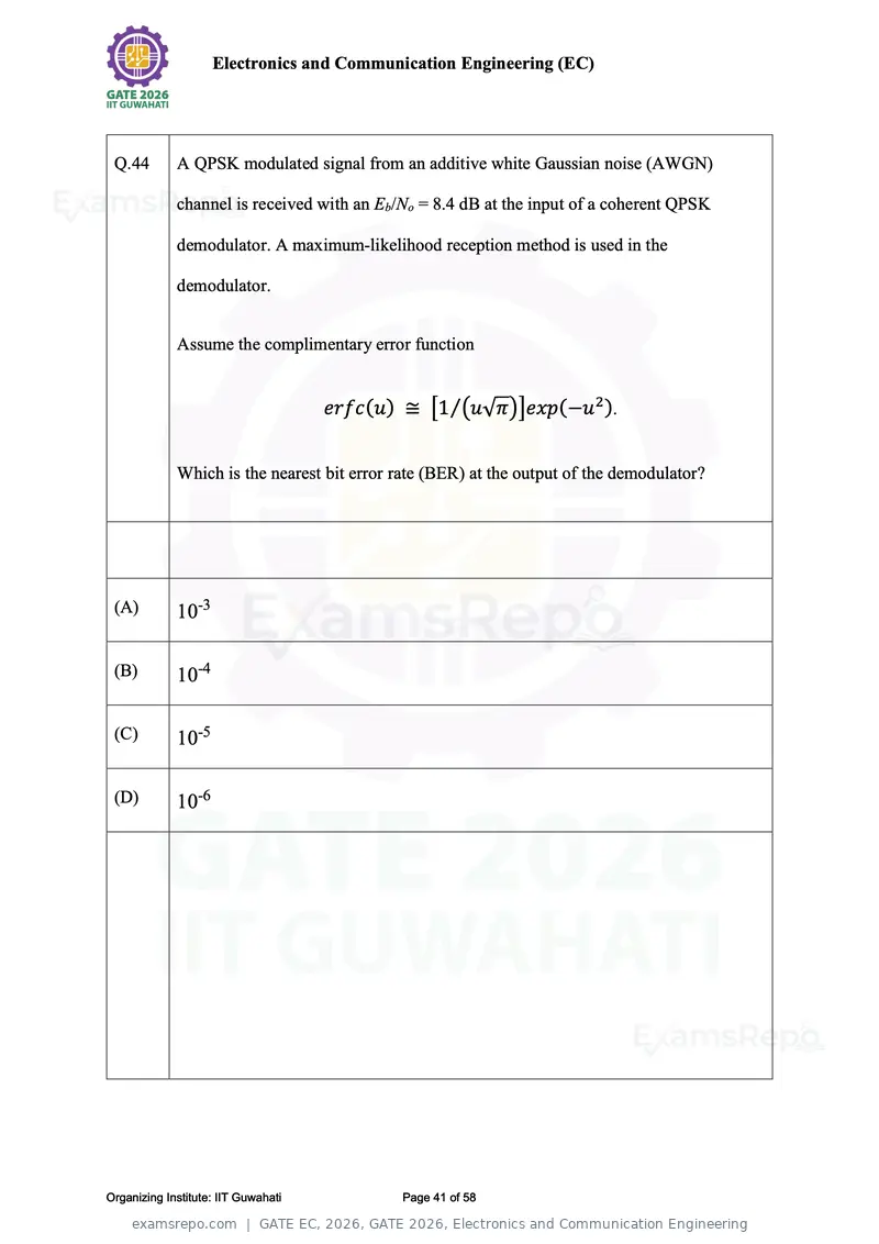 GATE EC 2026 question paper, GATE 2026, Electronics and Communication Engineering, page 41 of 58
