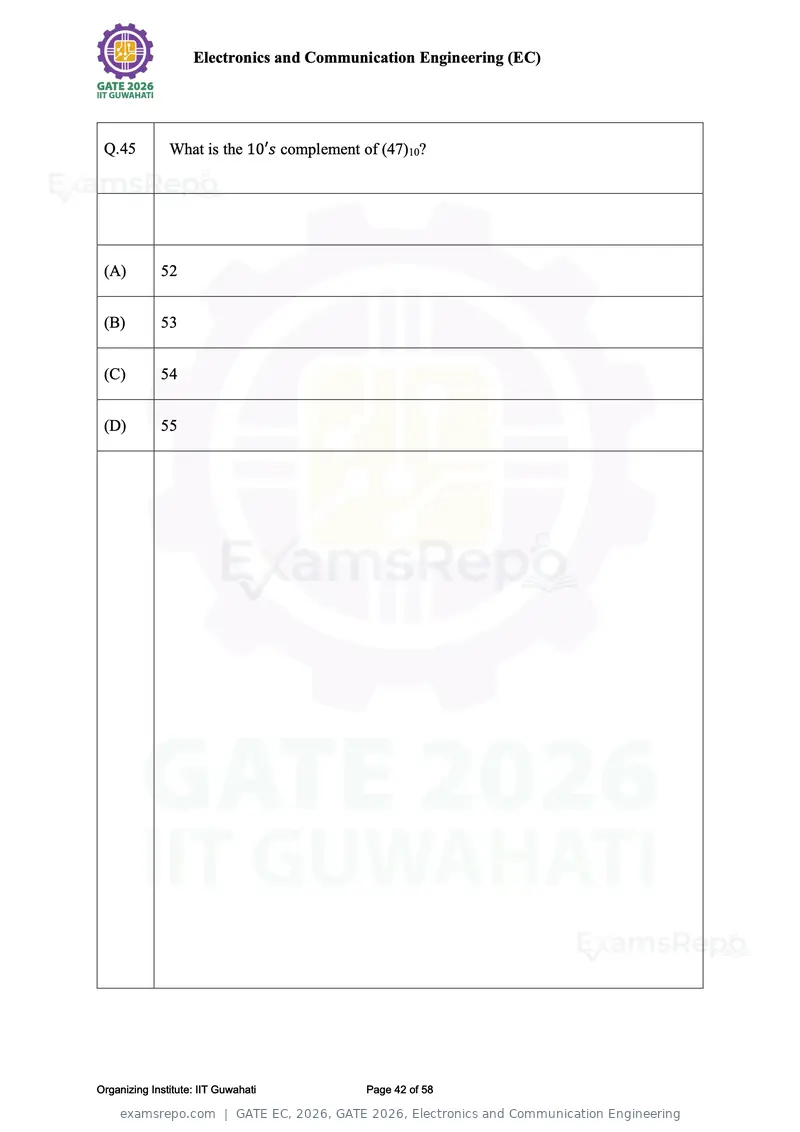 GATE EC 2026 question paper, GATE 2026, Electronics and Communication Engineering, page 42 of 58