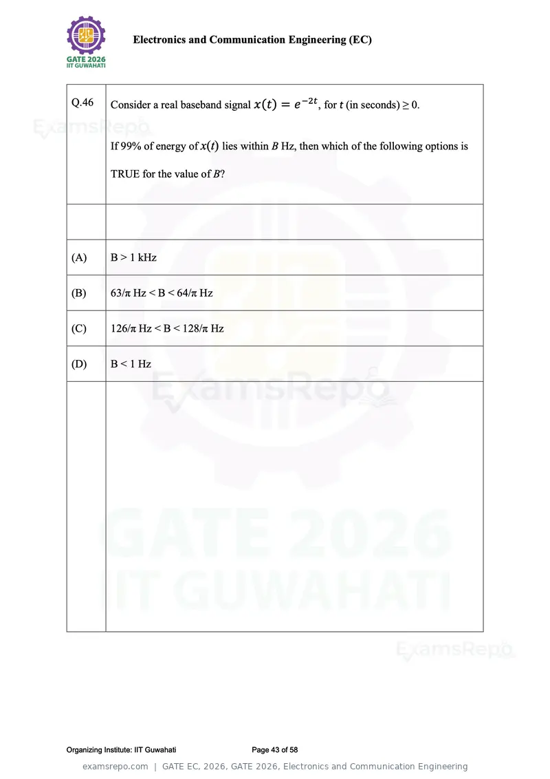 GATE EC 2026 question paper, GATE 2026, Electronics and Communication Engineering, page 43 of 58