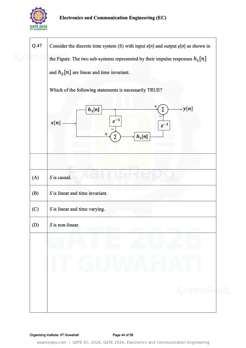 GATE EC 2026 question paper, GATE 2026, Electronics and Communication Engineering, page 44 of 58