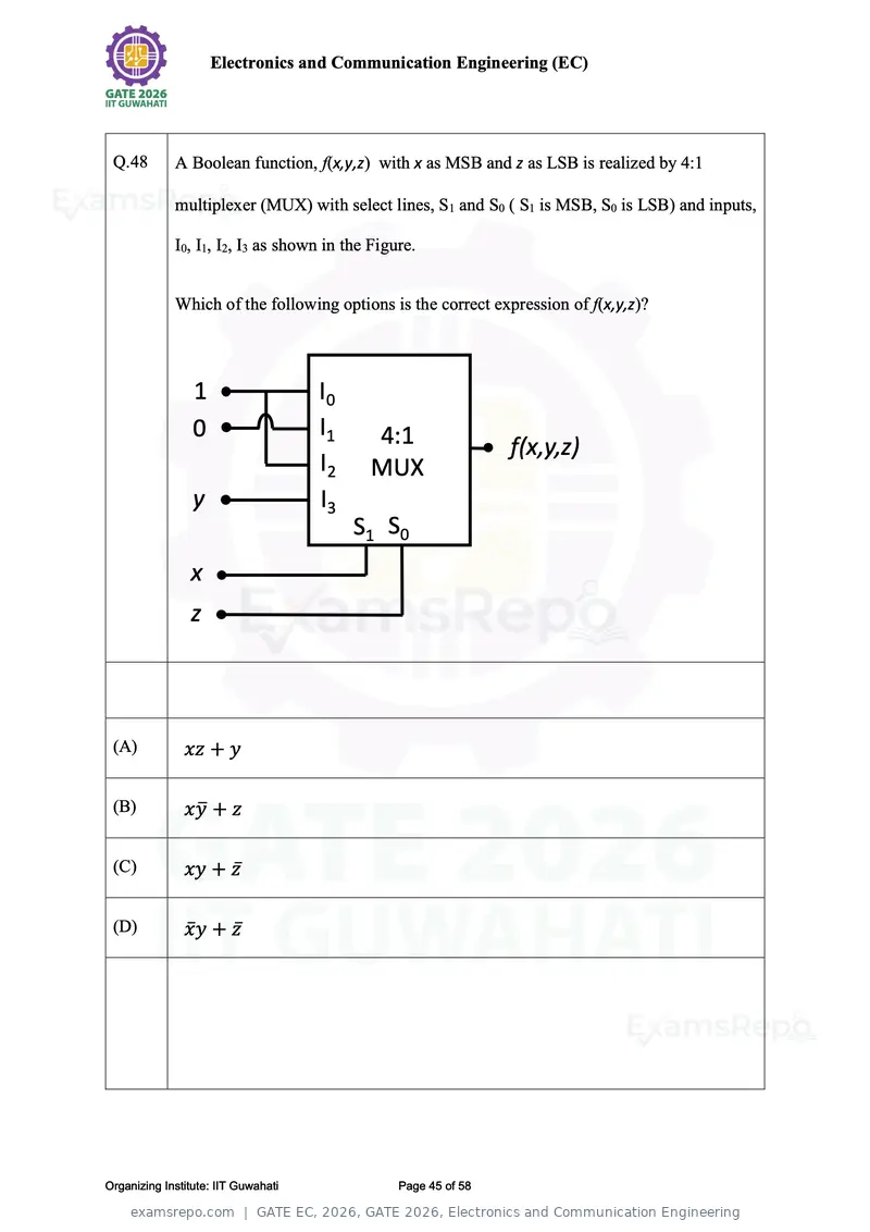 GATE EC 2026 question paper, GATE 2026, Electronics and Communication Engineering, page 45 of 58