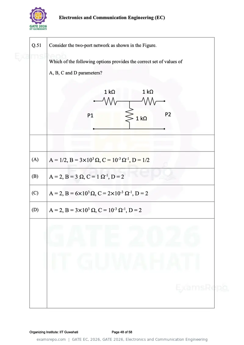 GATE EC 2026 question paper, GATE 2026, Electronics and Communication Engineering, page 48 of 58