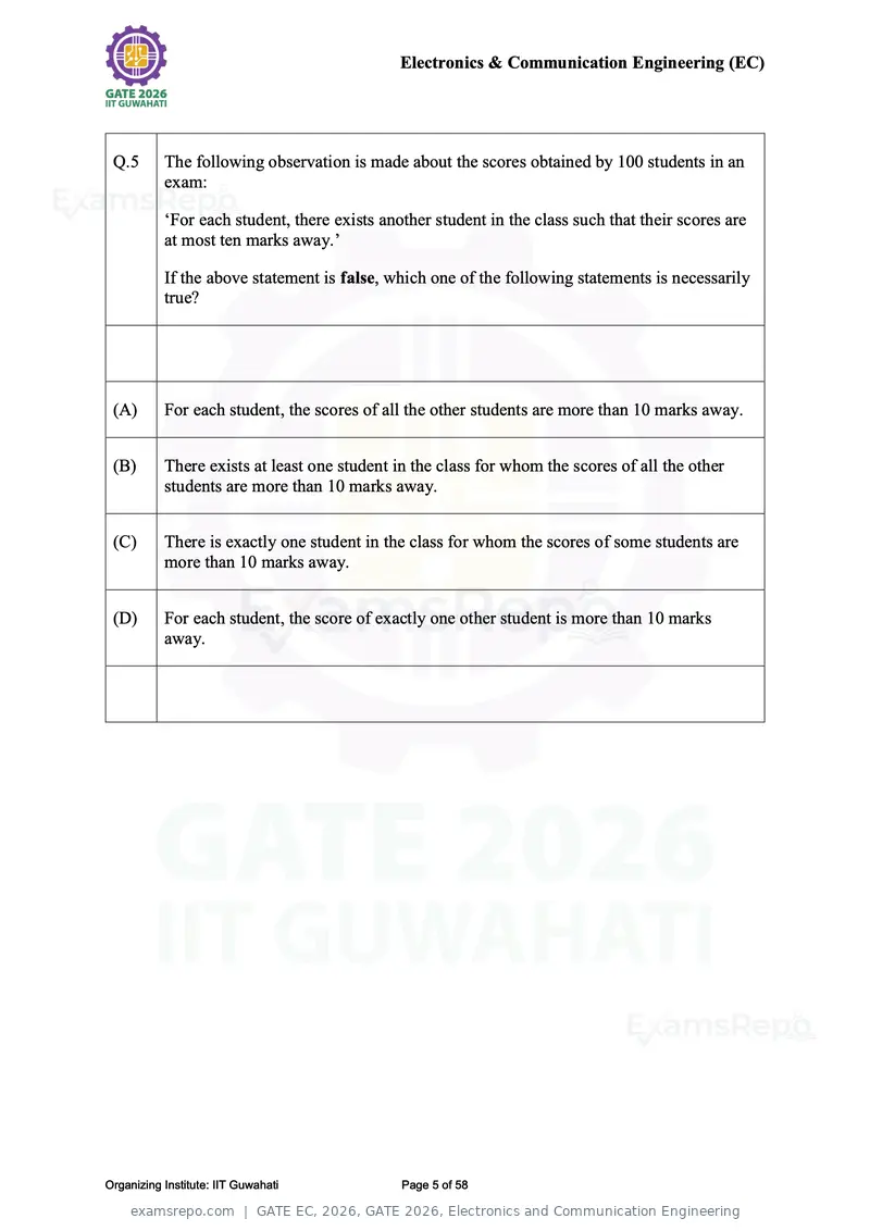 GATE EC 2026 question paper, GATE 2026, Electronics and Communication Engineering, page 5 of 58