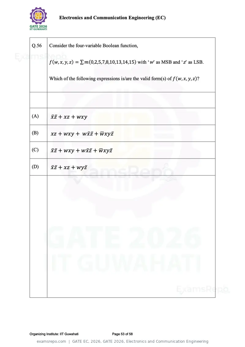 GATE EC 2026 question paper, GATE 2026, Electronics and Communication Engineering, page 53 of 58
