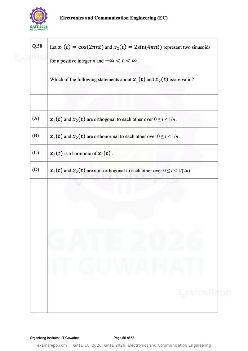 GATE EC 2026 question paper, GATE 2026, Electronics and Communication Engineering, page 55 of 58