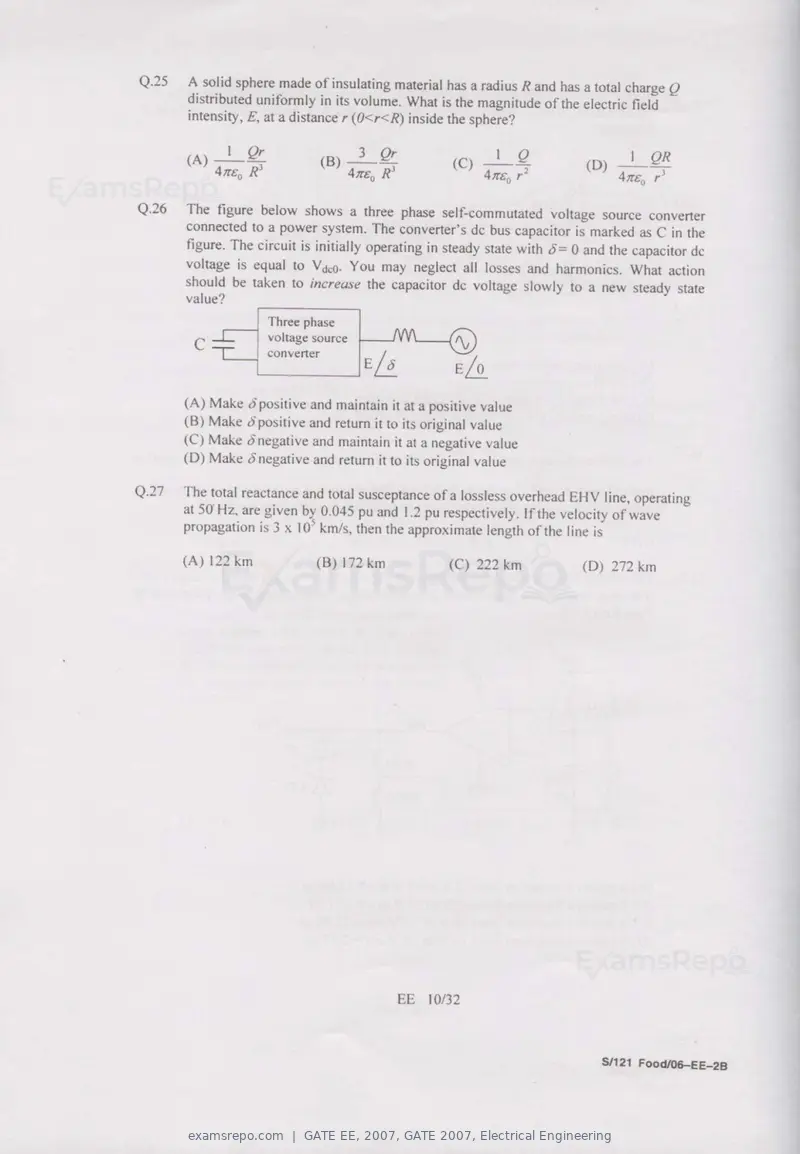 GATE EE 2007 question paper, GATE 2007, Electrical Engineering, page 10 of 27