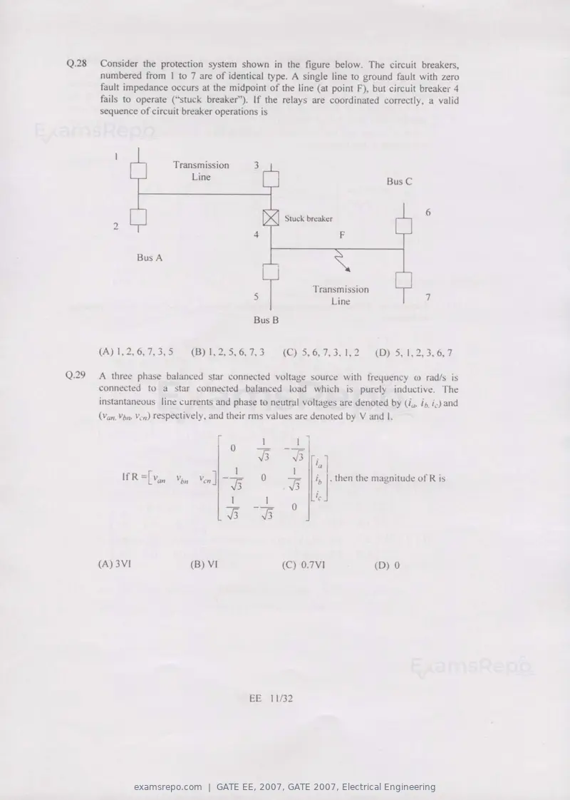 GATE EE 2007 question paper, GATE 2007, Electrical Engineering, page 11 of 27